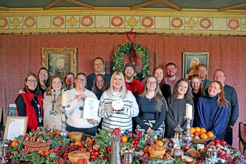 Hever Castle staff with their award for Best Historic Attraction or Venue